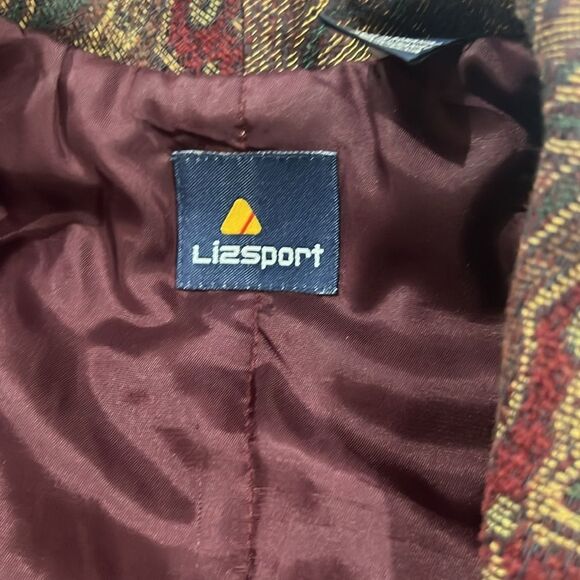 Liz Sport Jacket Womens Large Paisley Business Casual Vintage Blazer Trench - Picture 2 of 8